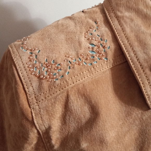 Brandon Thomas Leather Beaded Cowboy Outdoor Casual Occasion Boho Western Coat - Picture 3 of 6